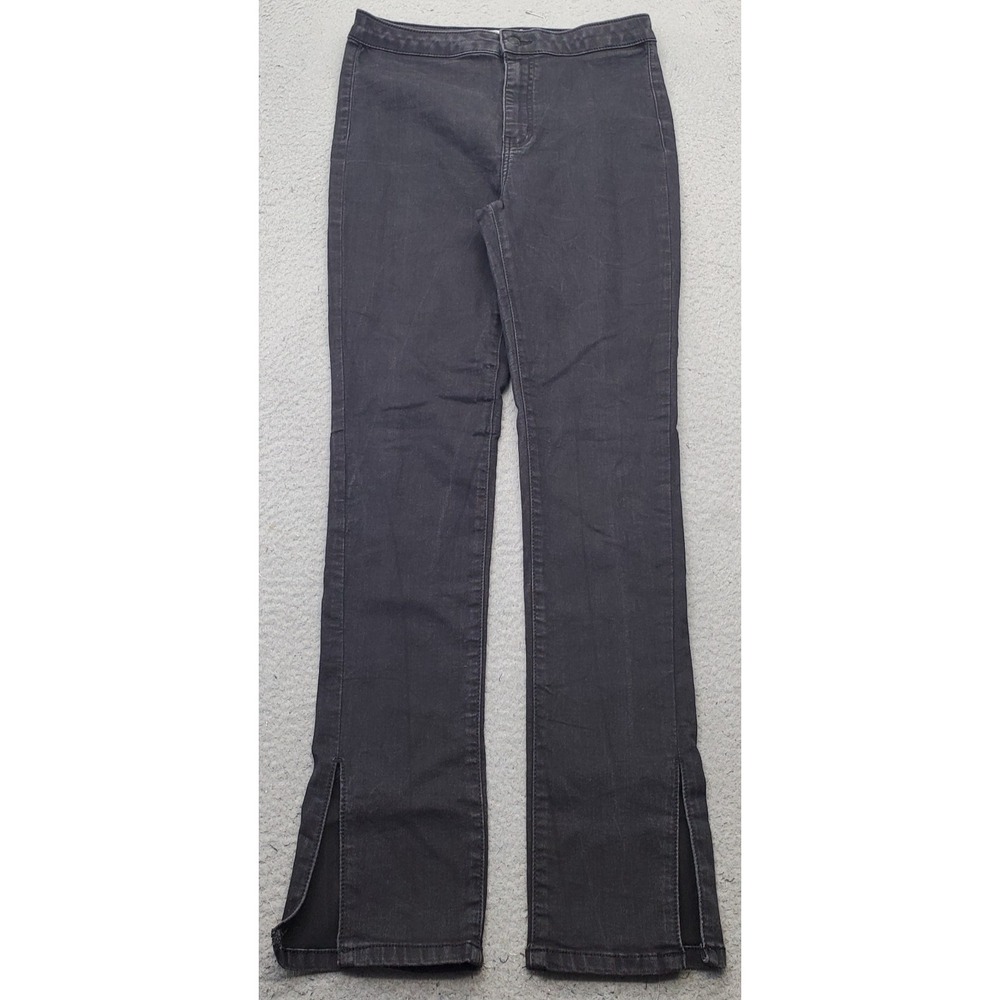 Free People FP Flare Jeans Womens 30 Black Denim Ankle Slit Structured Seaming